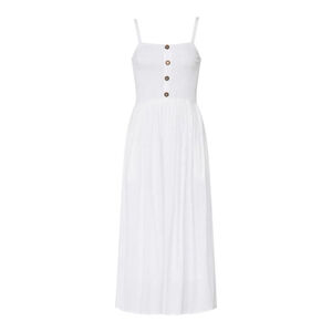 Louna 3 Button Midi Dress In White